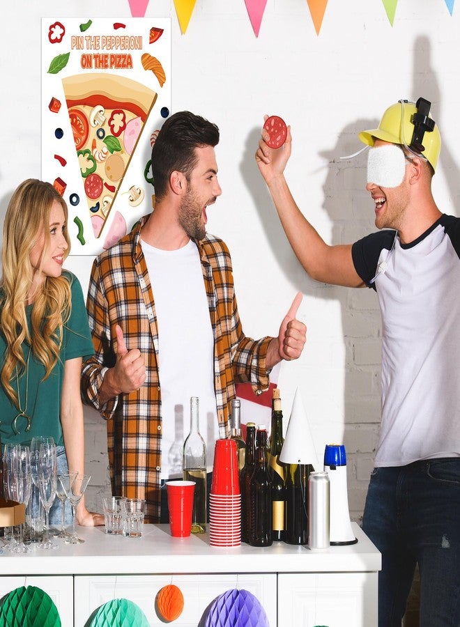 Mooliwe 38 Pcs Pizza Party Games Pin The Pepperoni on The Pizza Game Poster Stickers with Blindfolds Party Favor and Decoration for Boys and Girls Theme Birthday Party School Supplies - Image 5